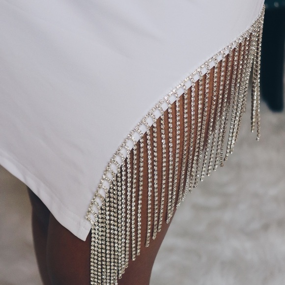 NEW White Dress with Tassel Detail - Picture 5 of 15